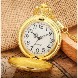 Золотистий кварцовий кишеньковий годинник у Палацовому стилі.