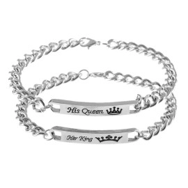 Комплект парних браслетів Her King + His Queen