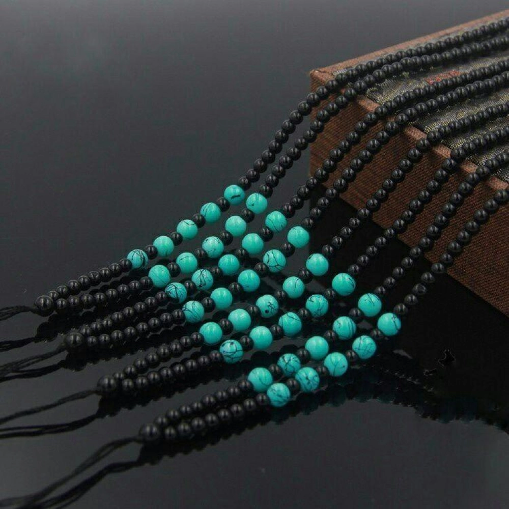 Обсидіанове намисто 7 чудес Бірюзове