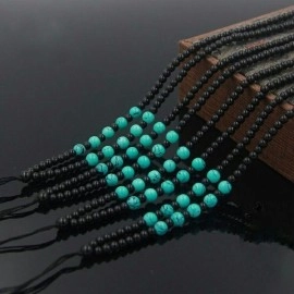 Обсидіанове намисто 7 чудес Бірюзове