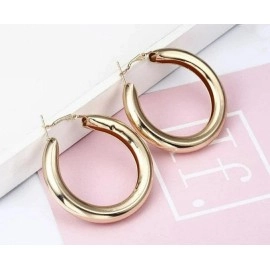 Великі дуті сережки-кільця, золотисті