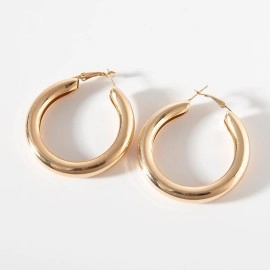 Великі дуті сережки-кільця, золотисті