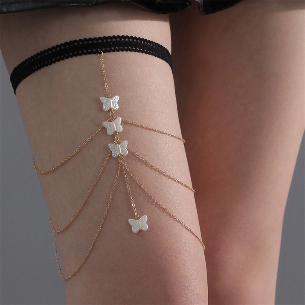 Багатошаровий ланцюжок на стегно з метеликами