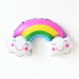 Фольгована повітряна кулька Смайлик веселка 82х55 см