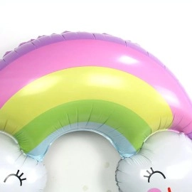 Фольгована повітряна кулька Смайлик веселка 82х55 см