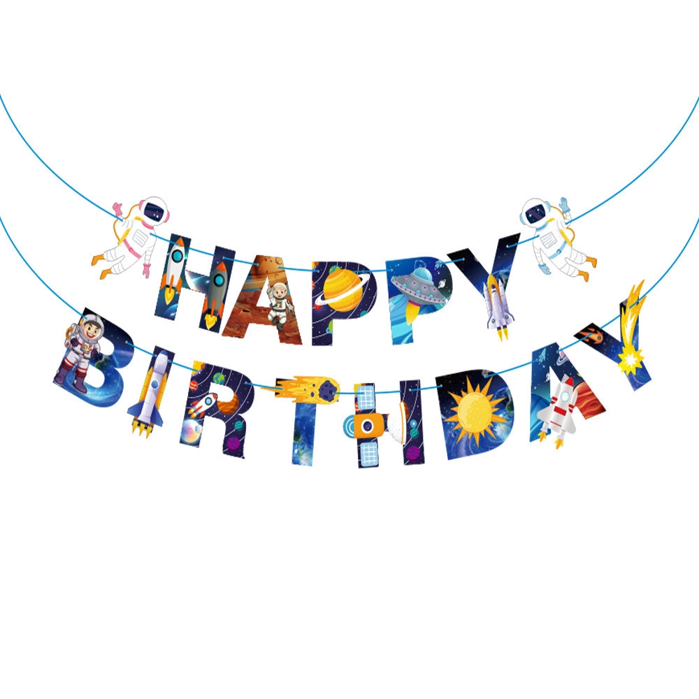 Прапорці Happy Birthday космос