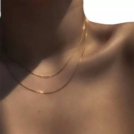 Подвійна цепочка-кольє Снейк (Snake Chain) у мінімалістичному стилі, золотиста
