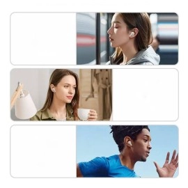Бездротові Bluetooth-навушники з LED-дисплеєм, сенсорним керуванням та зарядним кейсом, бежеві