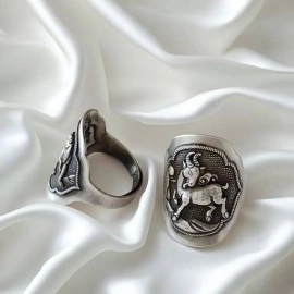 Чоловічий перстень-каблучка «Шаман» (Рік Кози) у вінтажному стилі, безрозмірний