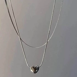 Подвійне кольє-ланцюжок Близько до Серця (сріблясте)